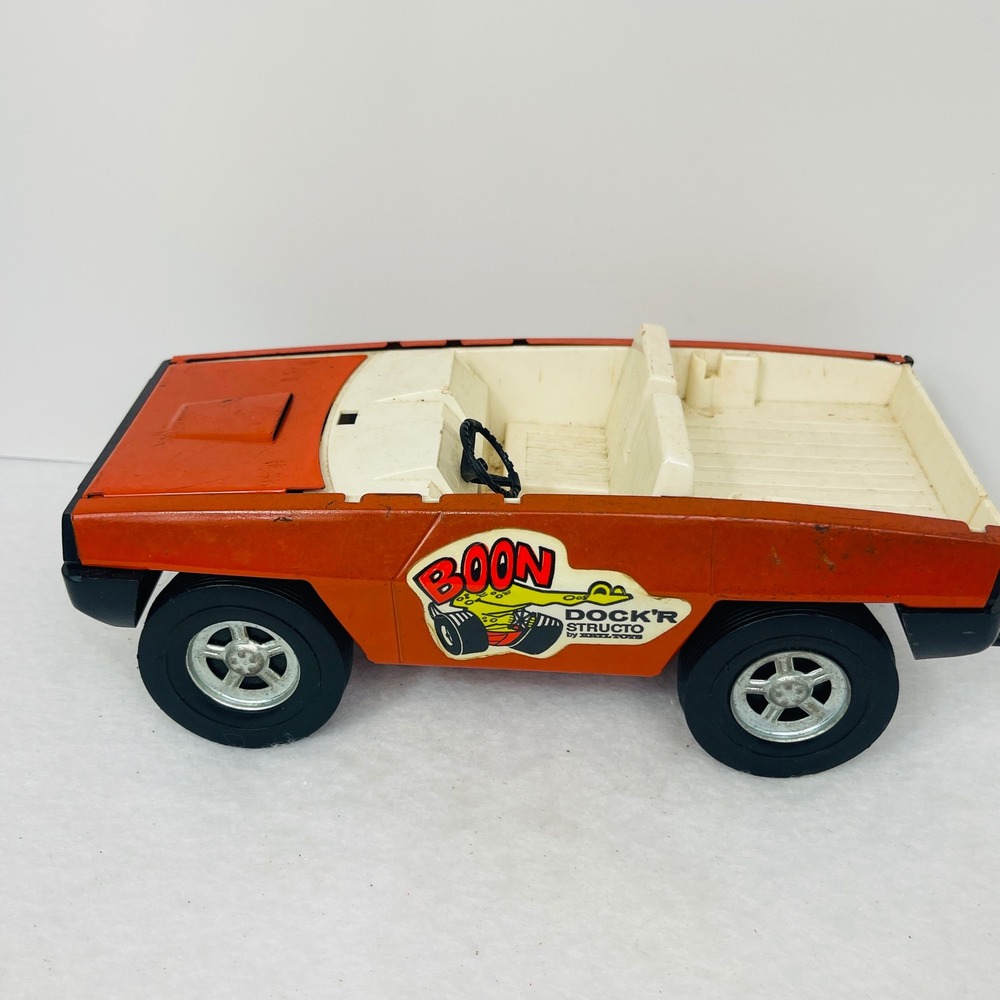 Vintage Structo Ertl Boon Dock'r Pressed Steel Truck Orange Toy Car 1960s 1970s